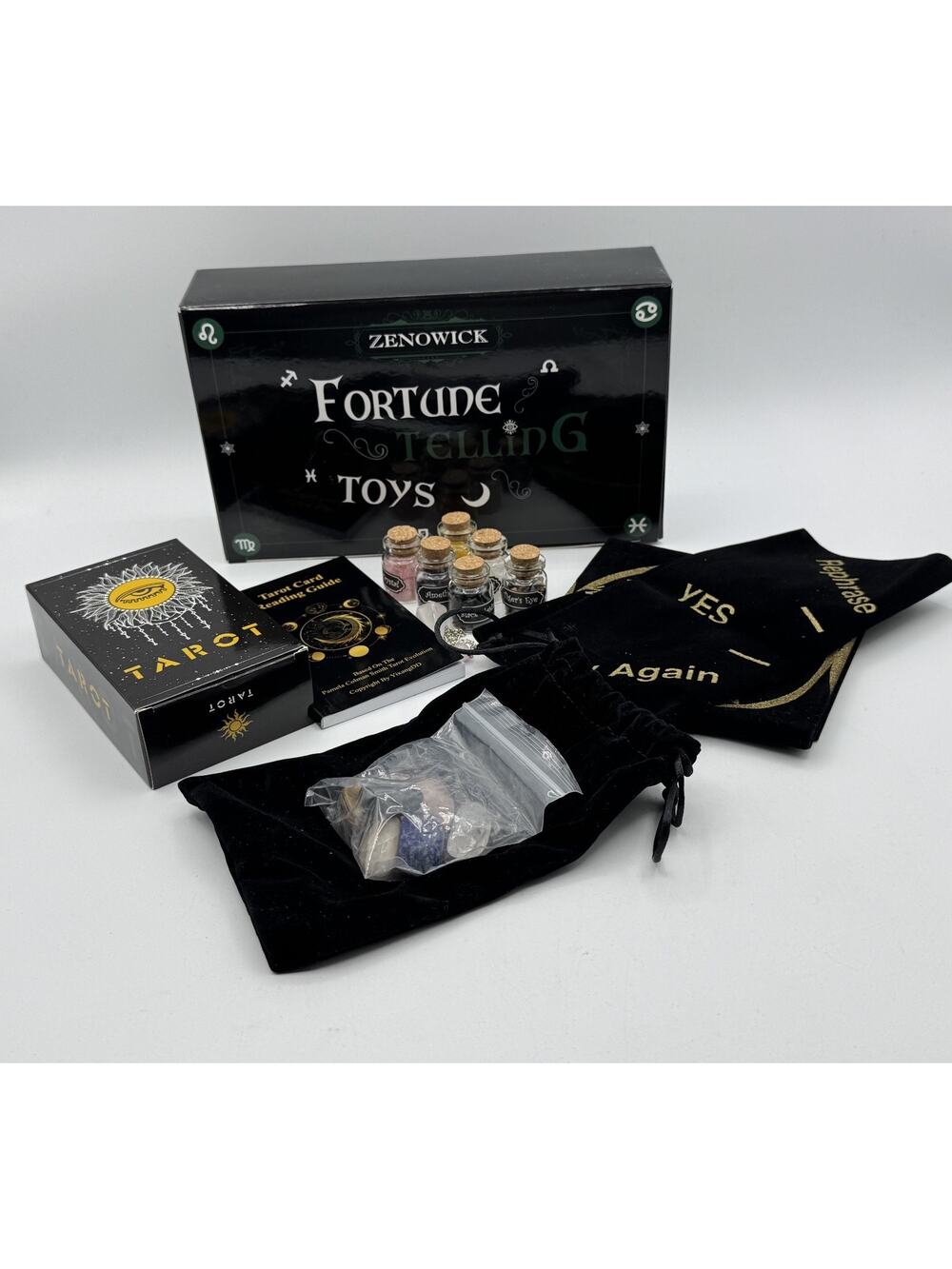 Zenowick Fortune Telling Toys, Tarot Card & Crystals 18pc Set, NIB